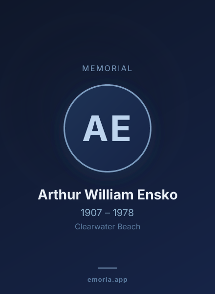 Memorial portrait of Arthur William Ensko