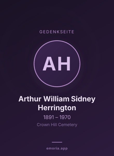 Gedenkportrait von Arthur William Sidney Herrington