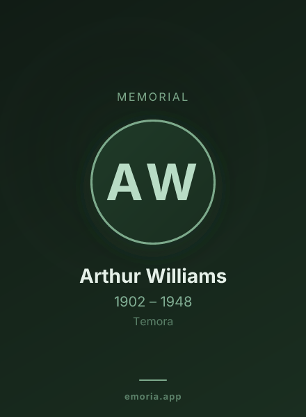 Memorial portrait of Arthur Williams