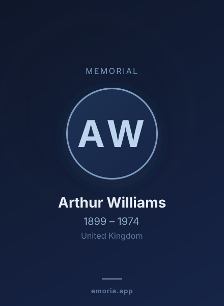 Memorial portrait of Arthur Williams