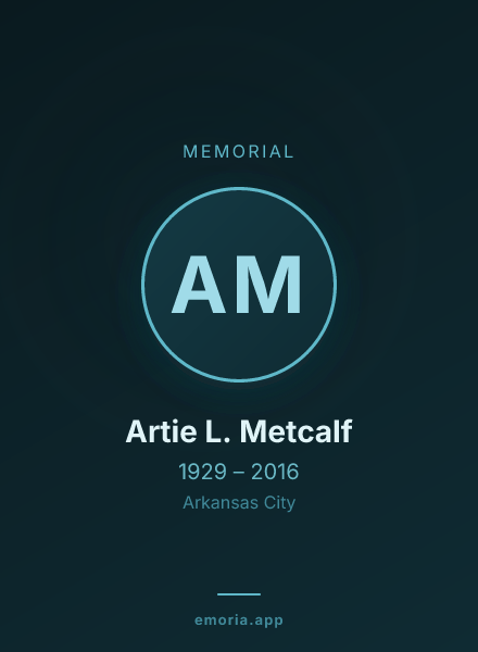 Memorial portrait of Artie L. Metcalf