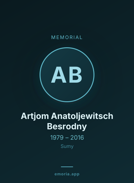 Memorial portrait of Artjom Anatoljewitsch Besrodny