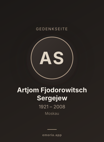 Gedenkportrait von Artjom Fjodorowitsch Sergejew