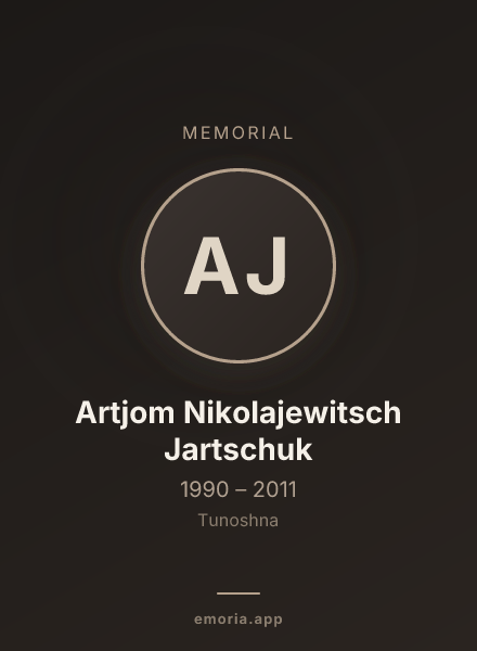 Memorial portrait of Artjom Nikolajewitsch Jartschuk