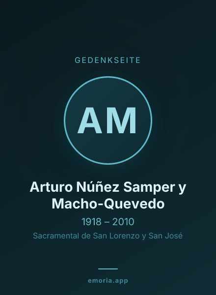 Gedenkportrait von Arturo Núñez Samper y Macho-Quevedo