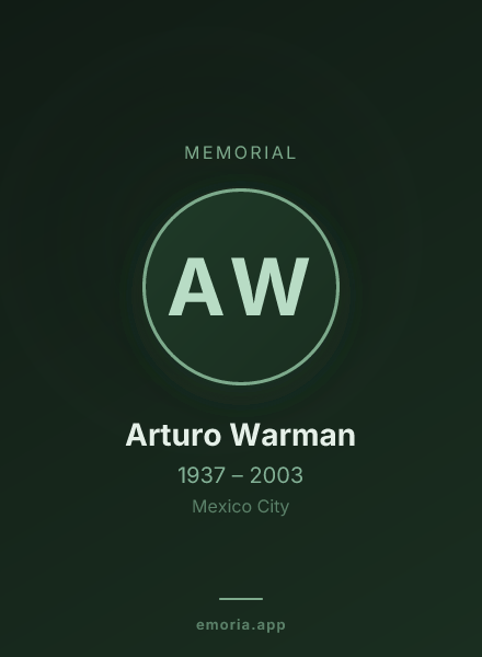 Memorial portrait of Arturo Warman
