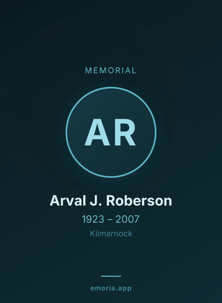Memorial portrait of Arval J. Roberson