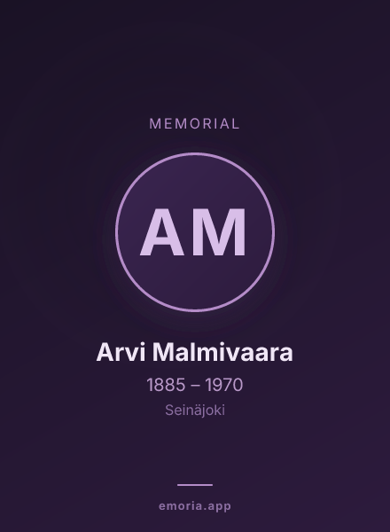 Memorial portrait of Arvi Malmivaara