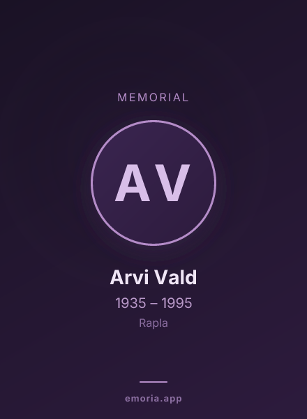 Memorial portrait of Arvi Vald