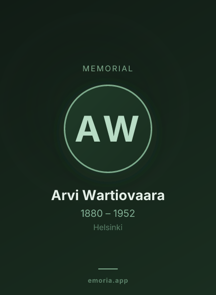 Memorial portrait of Arvi Wartiovaara