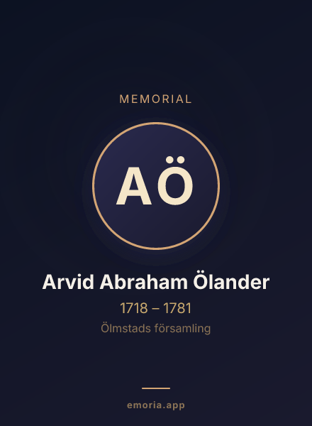 Memorial portrait of Arvid Abraham Ölander