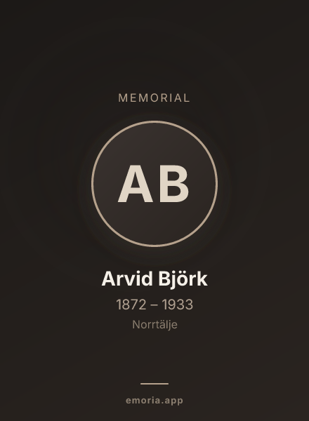 Memorial portrait of Arvid Björk