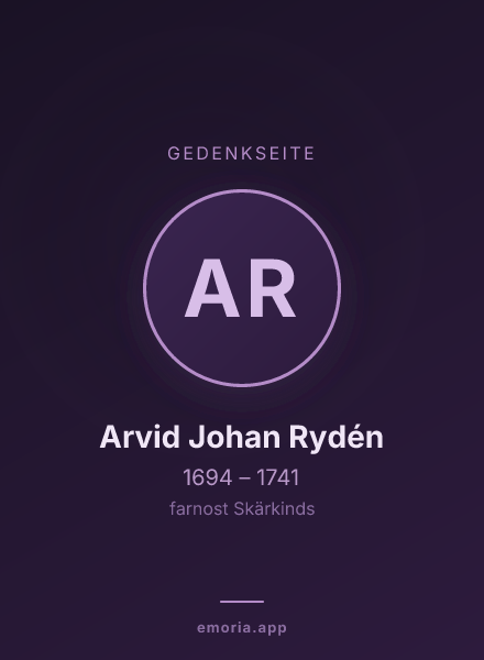 Gedenkportrait von Arvid Johan Rydén