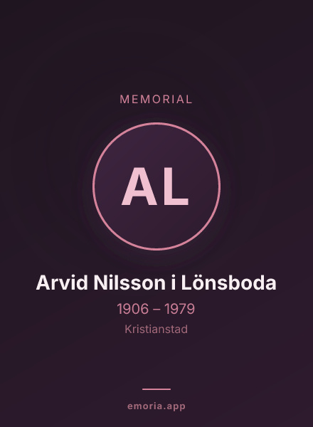 Memorial portrait of Arvid Nilsson i Lönsboda