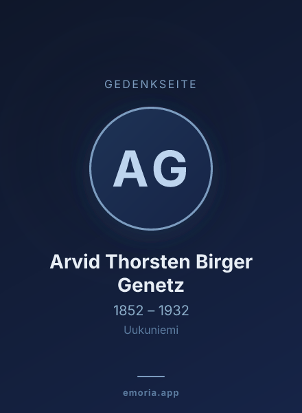 Gedenkportrait von Arvid Thorsten Birger Genetz
