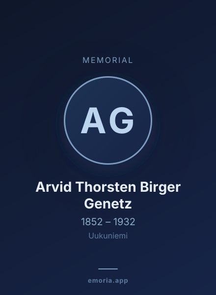 Memorial portrait of Arvid Thorsten Birger Genetz