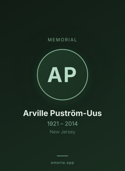 Memorial portrait of Arville Puström-Uus