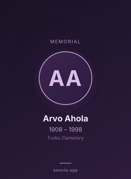 Memorial portrait of Arvo Ahola