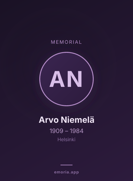 Memorial portrait of Arvo Niemelä