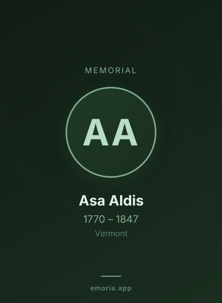 Memorial portrait of Asa Aldis