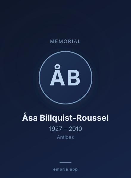 Memorial portrait of Åsa Billquist-Roussel
