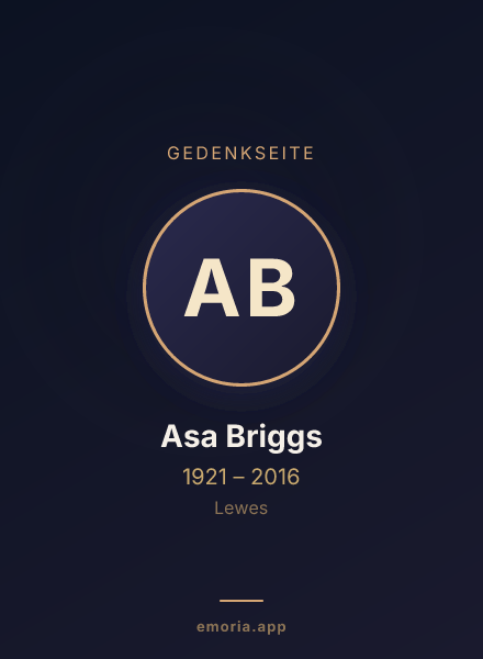 Gedenkportrait von Asa Briggs