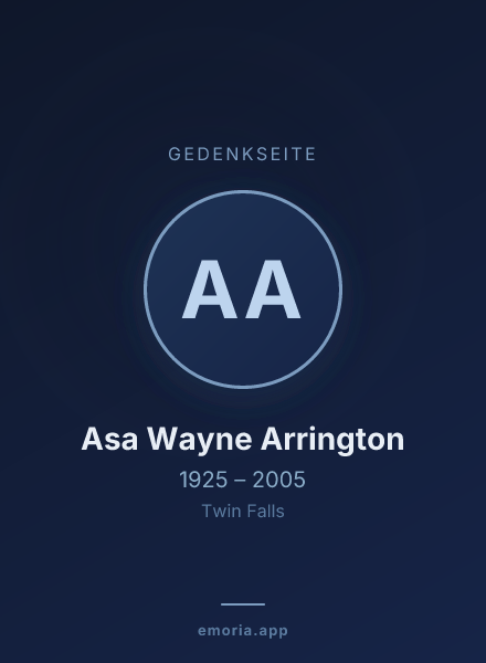 Gedenkportrait von Asa Wayne Arrington