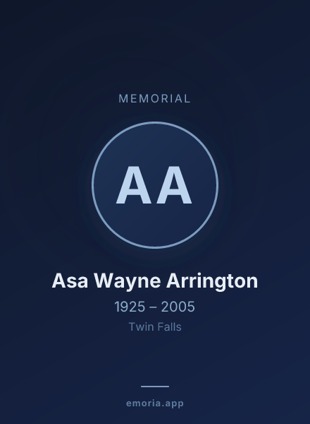 Memorial portrait of Asa Wayne Arrington