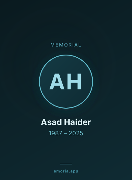 Memorial portrait of Asad Haider