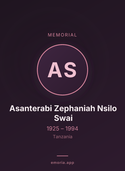 Memorial portrait of Asanterabi Zephaniah Nsilo Swai