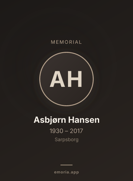 Memorial portrait of Asbjørn Hansen