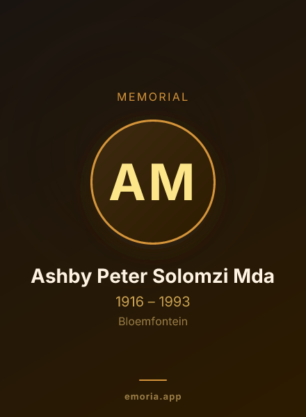 Memorial portrait of Ashby Peter Solomzi Mda