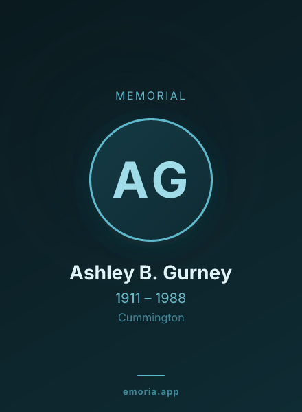 Memorial portrait of Ashley B. Gurney