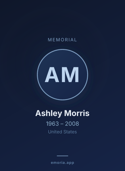 Memorial portrait of Ashley Morris