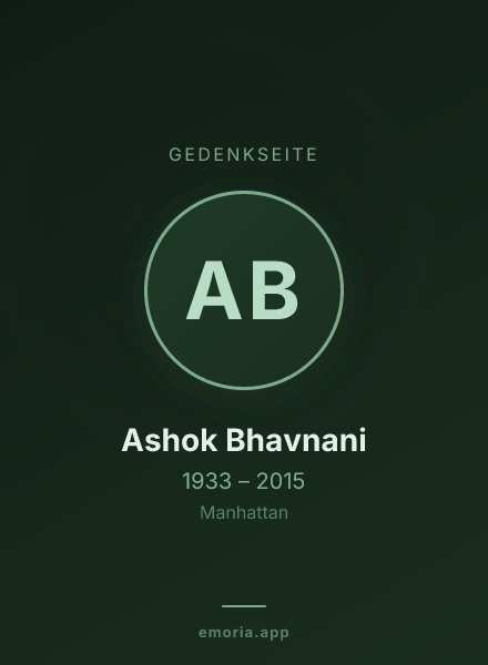 Gedenkportrait von Ashok Bhavnani