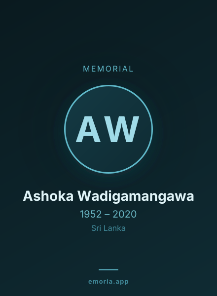 Memorial portrait of Ashoka Wadigamangawa