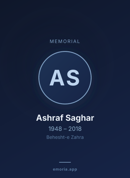 Memorial portrait of Ashraf Saghar