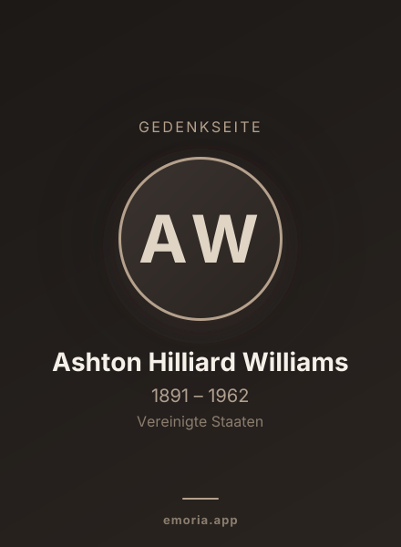 Gedenkportrait von Ashton Hilliard Williams