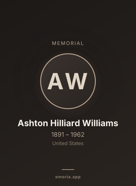 Memorial portrait of Ashton Hilliard Williams