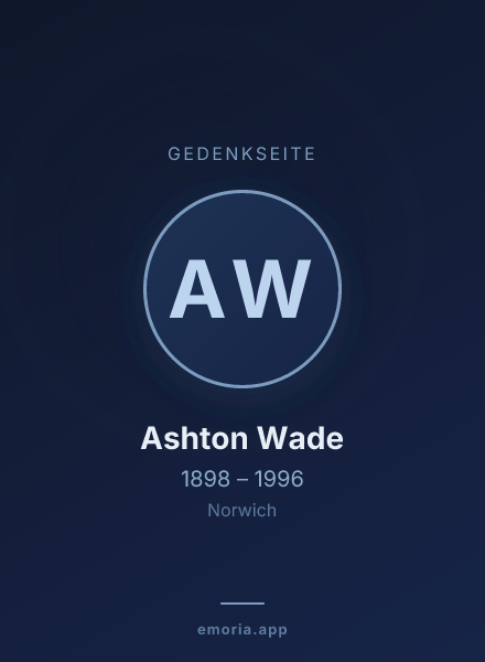 Gedenkportrait von Ashton Wade