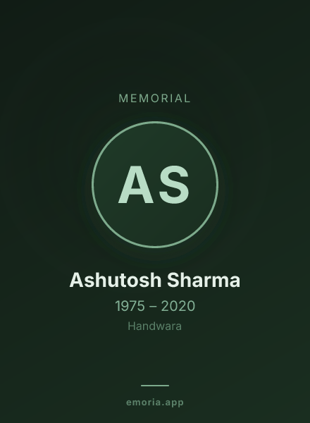 Memorial portrait of Ashutosh Sharma