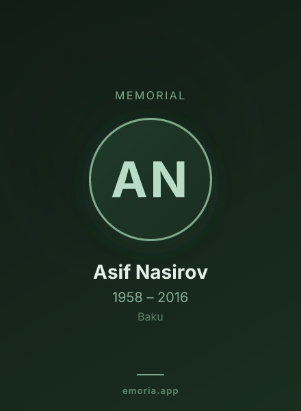 Memorial portrait of Asif Nasirov