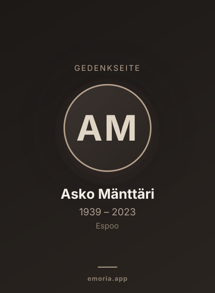Gedenkportrait von Asko Mänttäri