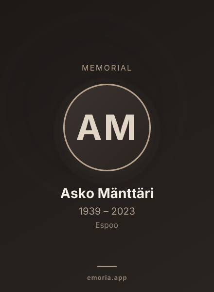 Memorial portrait of Asko Mänttäri