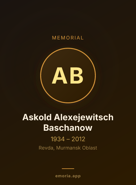 Memorial portrait of Askold Alexejewitsch Baschanow