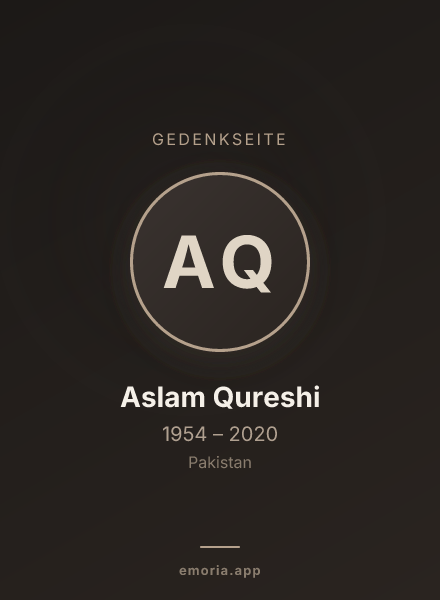Gedenkportrait von Aslam Qureshi