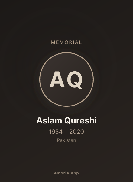Memorial portrait of Aslam Qureshi