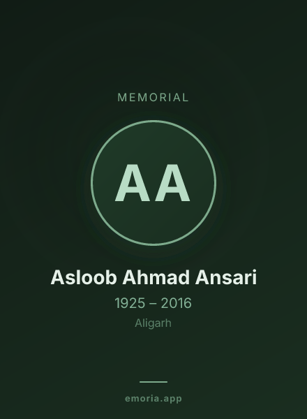 Memorial portrait of Asloob Ahmad Ansari