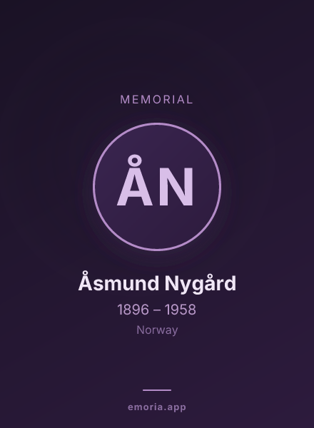 Memorial portrait of Åsmund Nygård