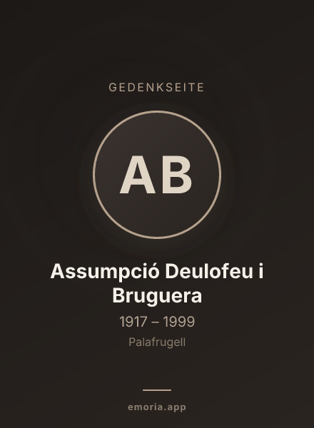 Gedenkportrait von Assumpció Deulofeu i Bruguera